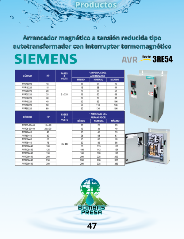 Arrancador magnético a tensión reducida tipo autotransformador con interruptor termomagnético