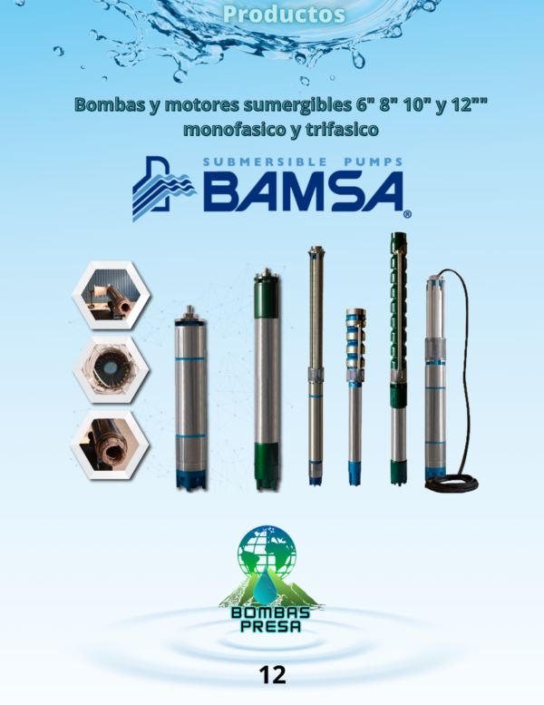 Bombas y motores sumergibles de 6, 8 ,10 y 12 pulgadas monofasico y trifasico