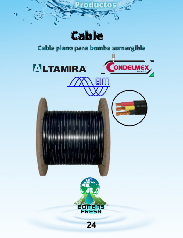 Cable plano para bomba sumergible.