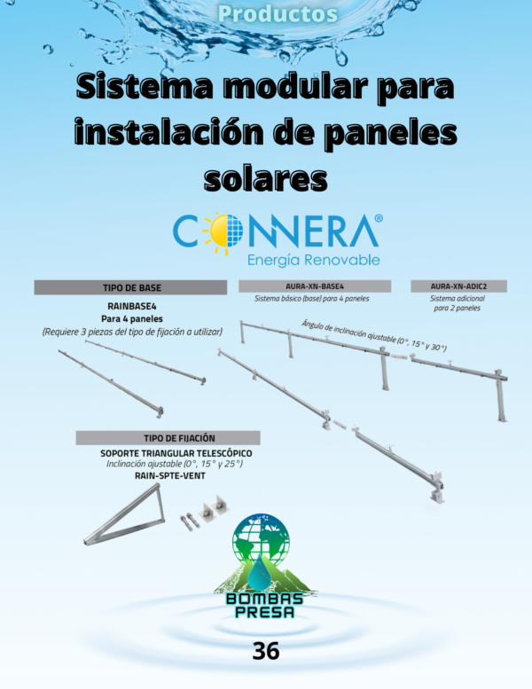 Sistema modular para instalación de paneles solares.