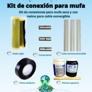 Kit de conexión para mufa seca y con resina para cable sumergible.